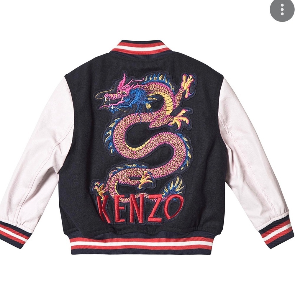 KENZO KIDS Giana Dragon Flower Bomber Jacket PINK